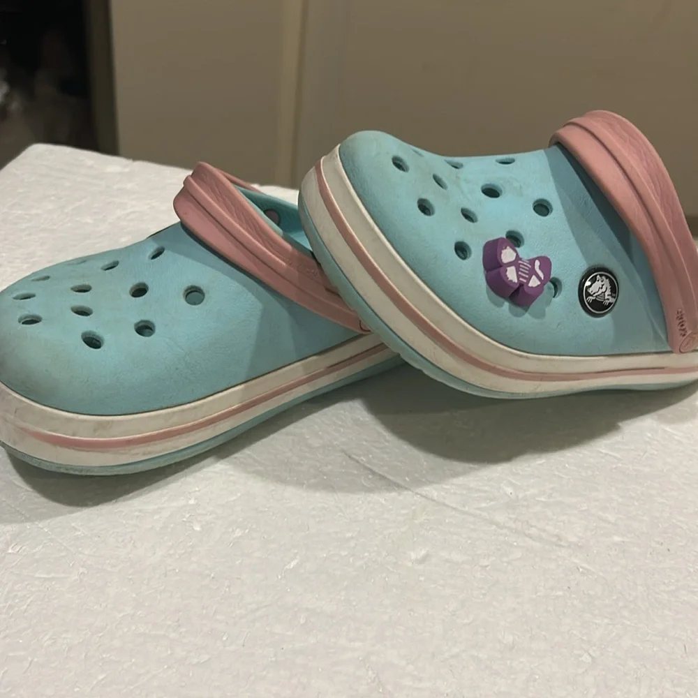 CROCS crocband clogs w/ butterfly jewel on sandals water shoes toddler size 12
